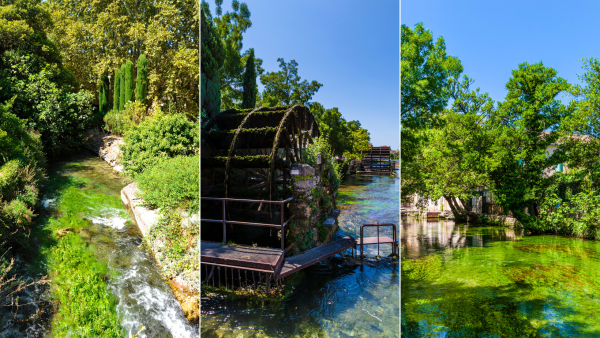 la sorgue, la magnifique rivière du Vaucluse qui traverse le village où se situe l'Oréliane, notre Maison d'hôtes en Vaucluse