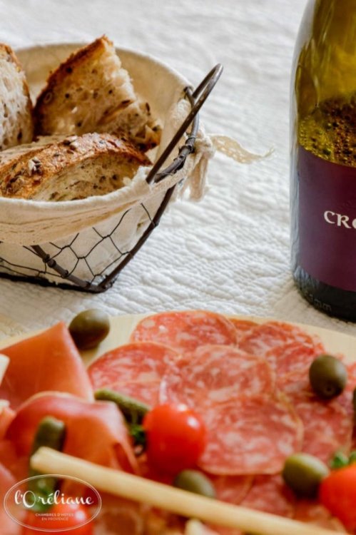 Dinner platters at our cottage in Provence.