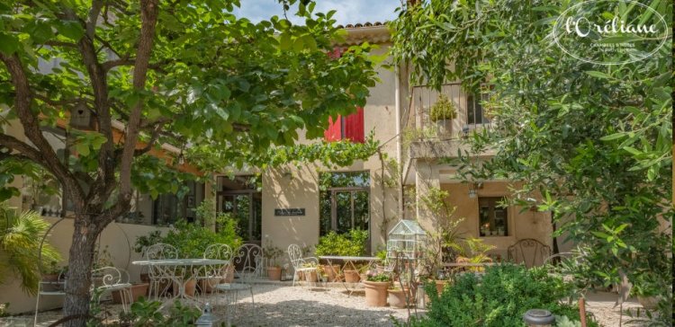 Swimming pool area at the guesthouse in Provence